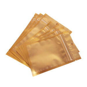 In Stock Bags Gold Color Clear Front Flat Pouch with Hanging Hole