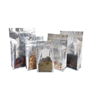 In Stock Bags Clear Front Silver Back Aluminum Foil Flat Bottom Bag