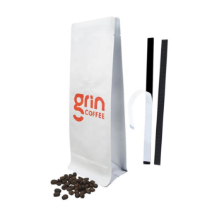 Custom Logo Print Flat Bottom Coffee Bag With Tin Tie