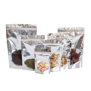 In Stock Bags Clear Front Silver Back Stand up Foil Pouches