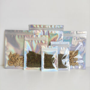 In Stock Bags Clear Holographic 3 Side Seal Bag