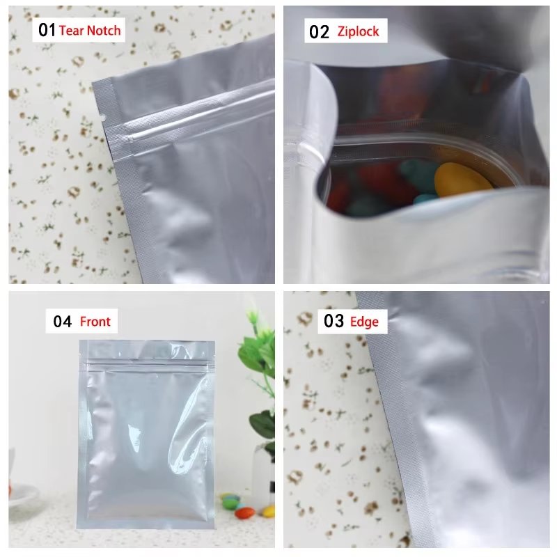 In Stock Bags 3 Sides Seal Silver Aluminum Foil Mylar Bags - Image 5