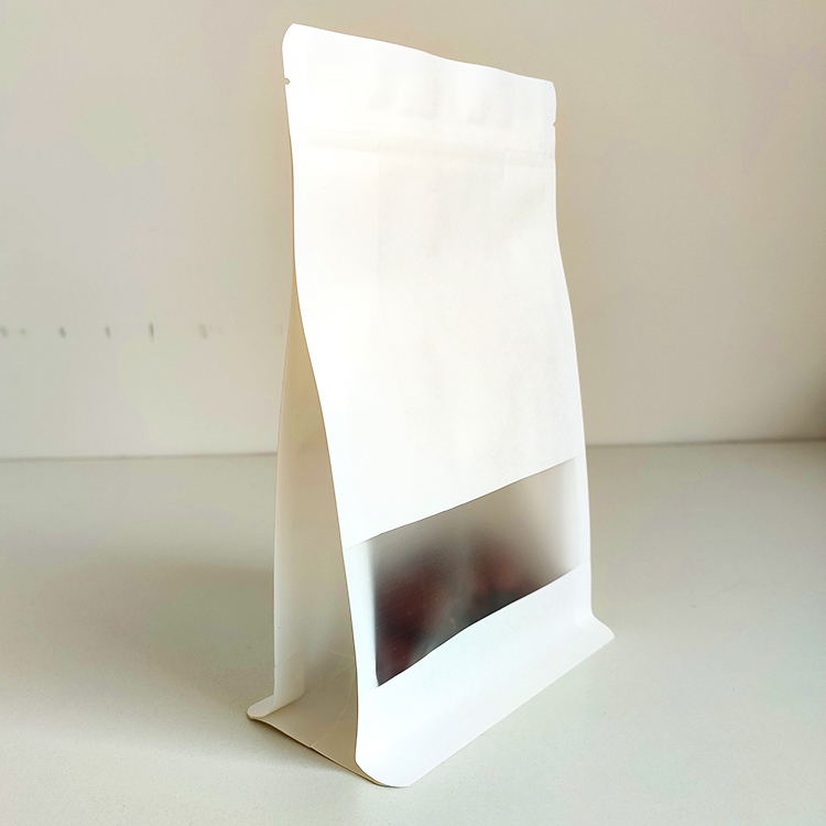 In Stock Bags White Brown Flat Bottom Kraft Paper Pouch With Window - Image 5