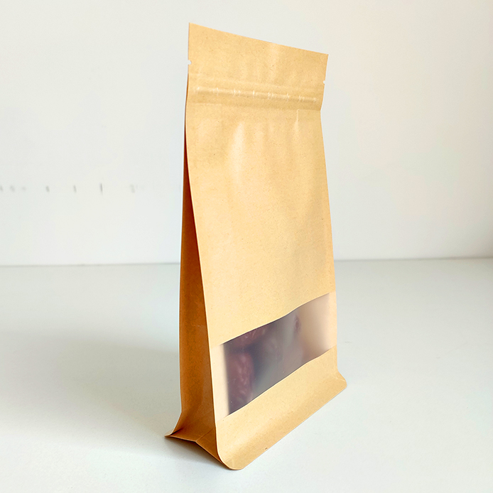 In Stock Bags White Brown Flat Bottom Kraft Paper Pouch With Window - Image 6