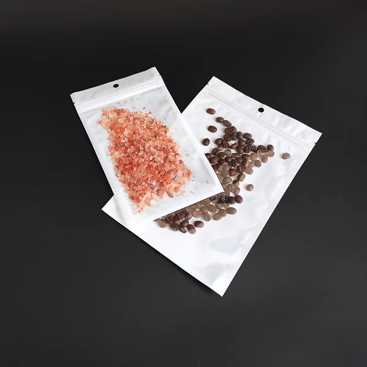 In Stock Bags Clear Front Pearlescent Film White Poly Flat Pouch - Image 3