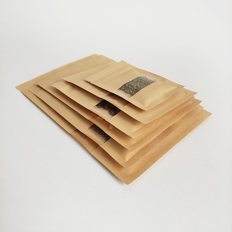 In Stock Bags 3 Side Seal Kraft Paper Packaging With Window - Image 5