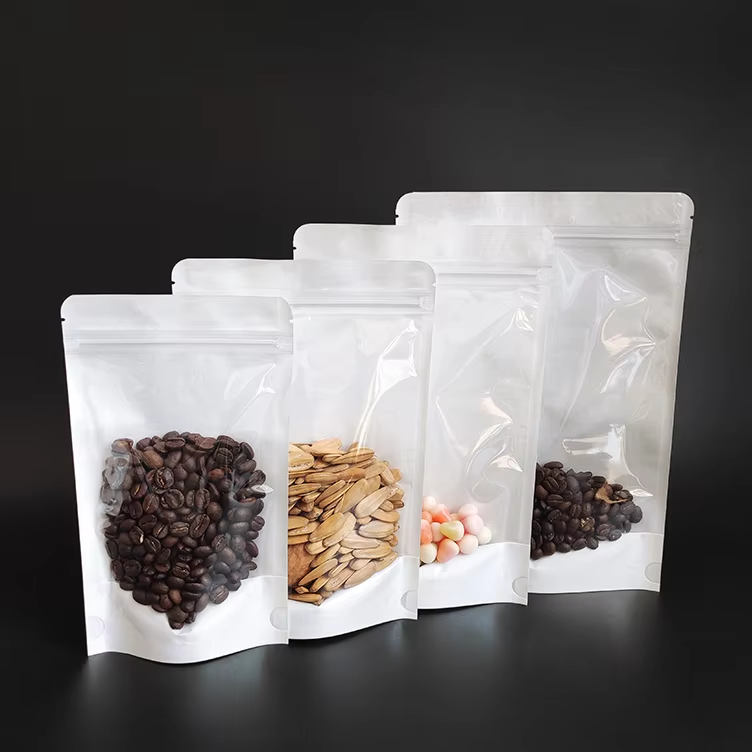 In Stock Bags Clear Front Stand up White Kraft Paper Pouch - Image 4