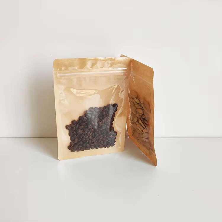 In Stock Bags Clear Front 3 Side Seal Kraft Paper Flat Pouches - Image 5