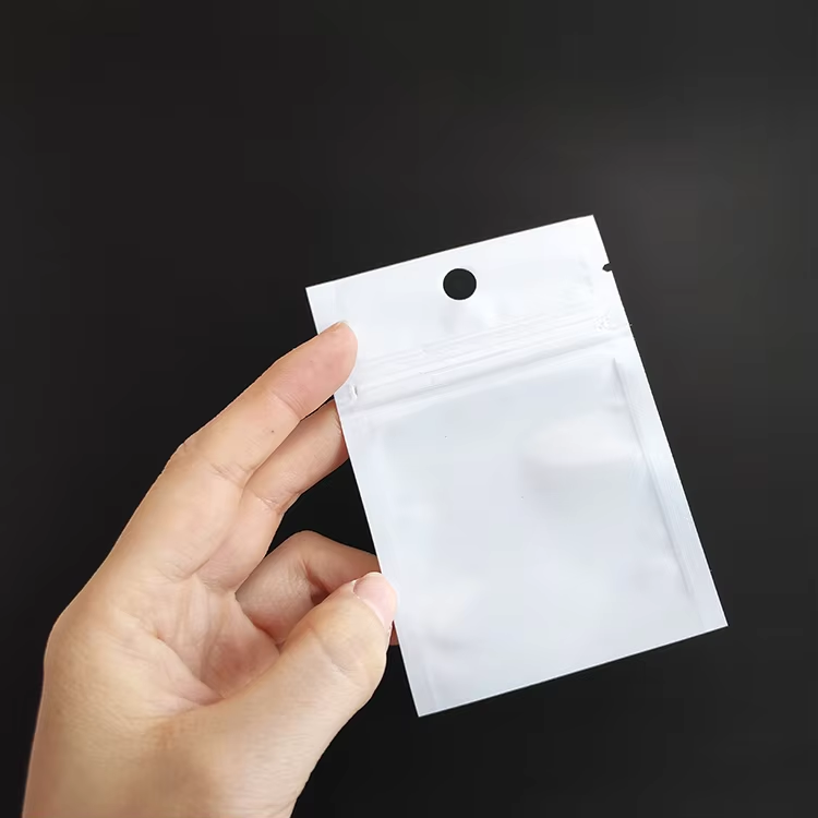 In Stock Bags Clear Front Pearlescent Film White Poly Flat Pouch - Image 4