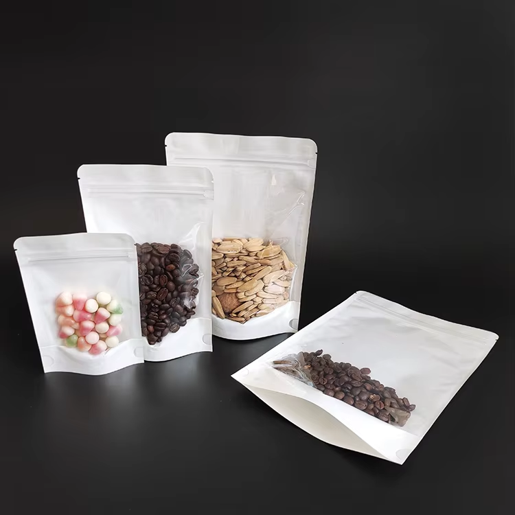 In Stock Bags Clear Front Stand up White Kraft Paper Pouch - Image 6