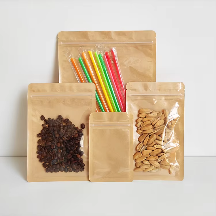 In Stock Bags Clear Front 3 Side Seal Kraft Paper Flat Pouches - Image 8