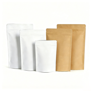 In Stock Bags Brown White Stand up Kraft Paper Packaging
